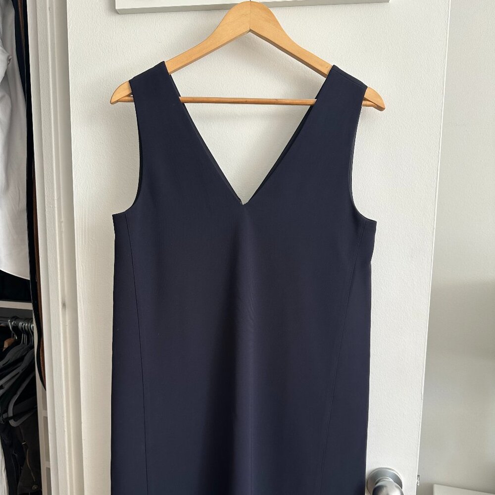 Theory Dark Navy Sleeveless V-Neck Dress